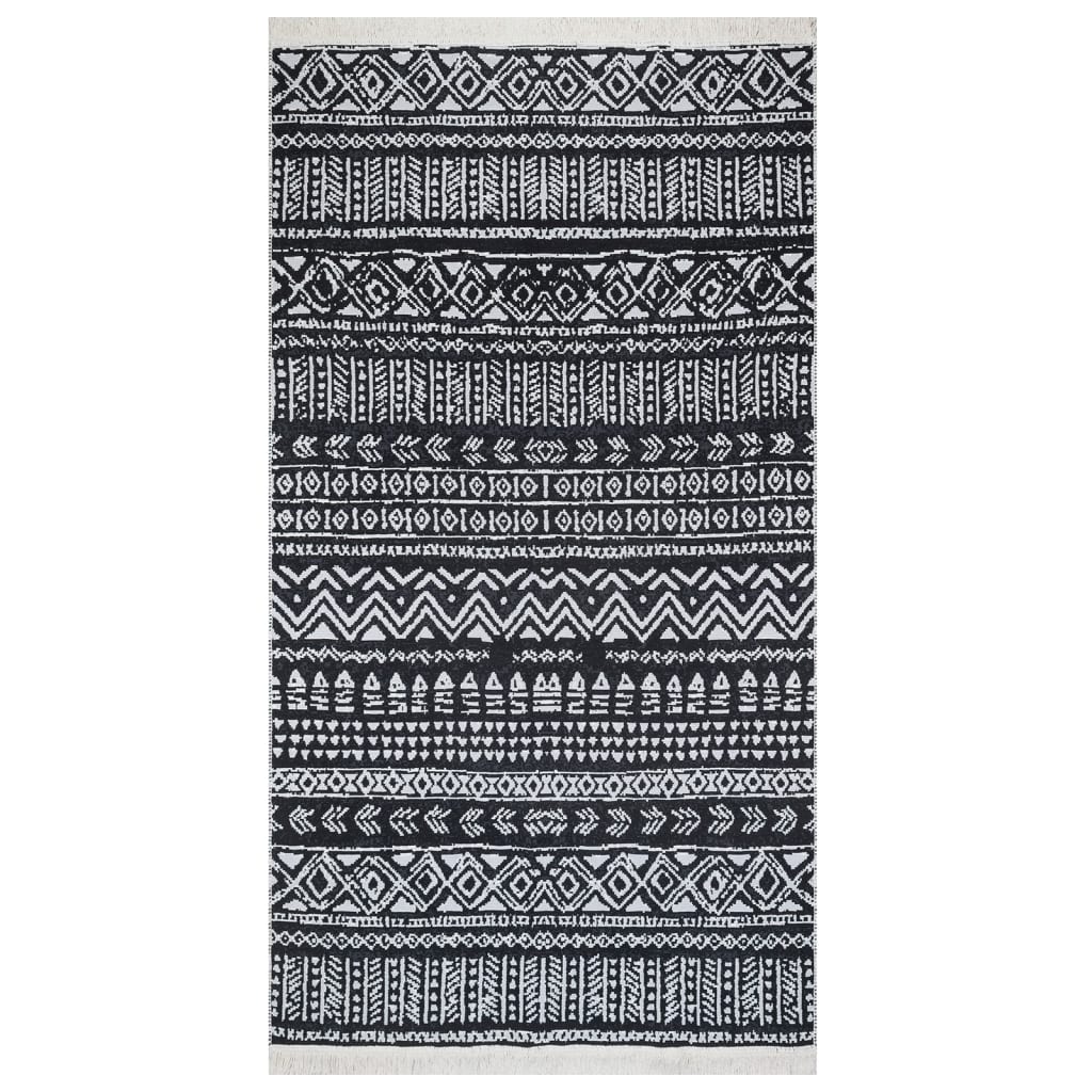 Vidaxl vloerkleed 120x180 cm katoen zwart en wit