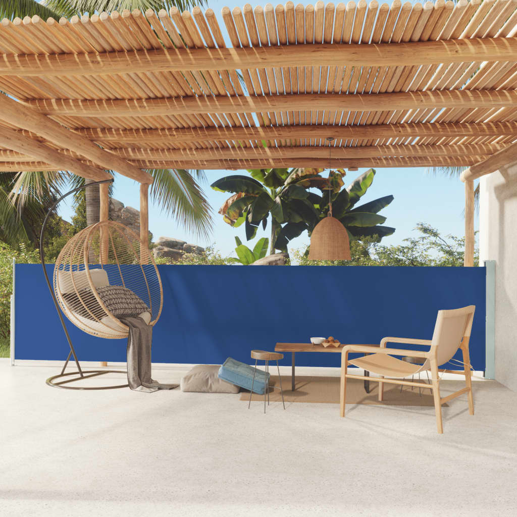 Vidaxl tuinscherm uittrekbaar 117x600 cm blauw
