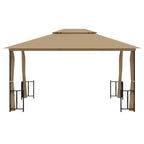 VidaXL Prieel met zijwanden en dubbel dak 3x4 m taupe
