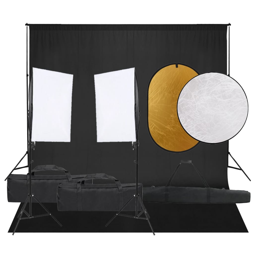VidaXL Fotostudioset met verlichtingsset, achtergrond en reflector
