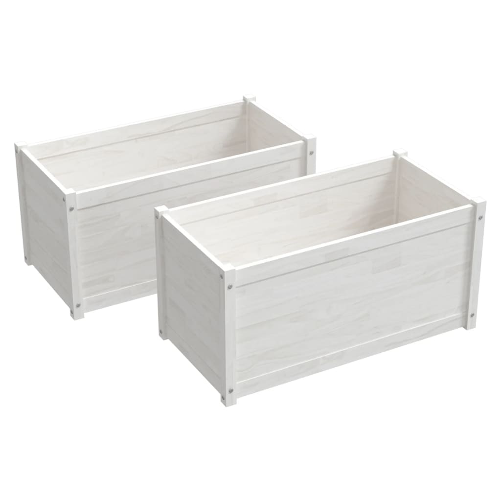 VidaXL Plantenbakken 2 st 100x50x50 cm massief grenenhout wit