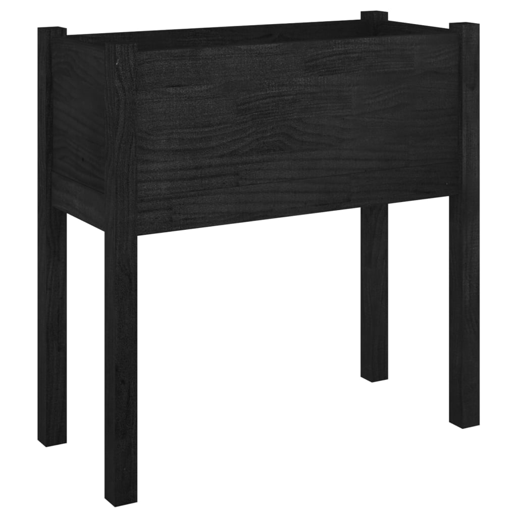 VidaXL Plantenbakken 2 st 70x31x70 cm massief grenenhout zwart