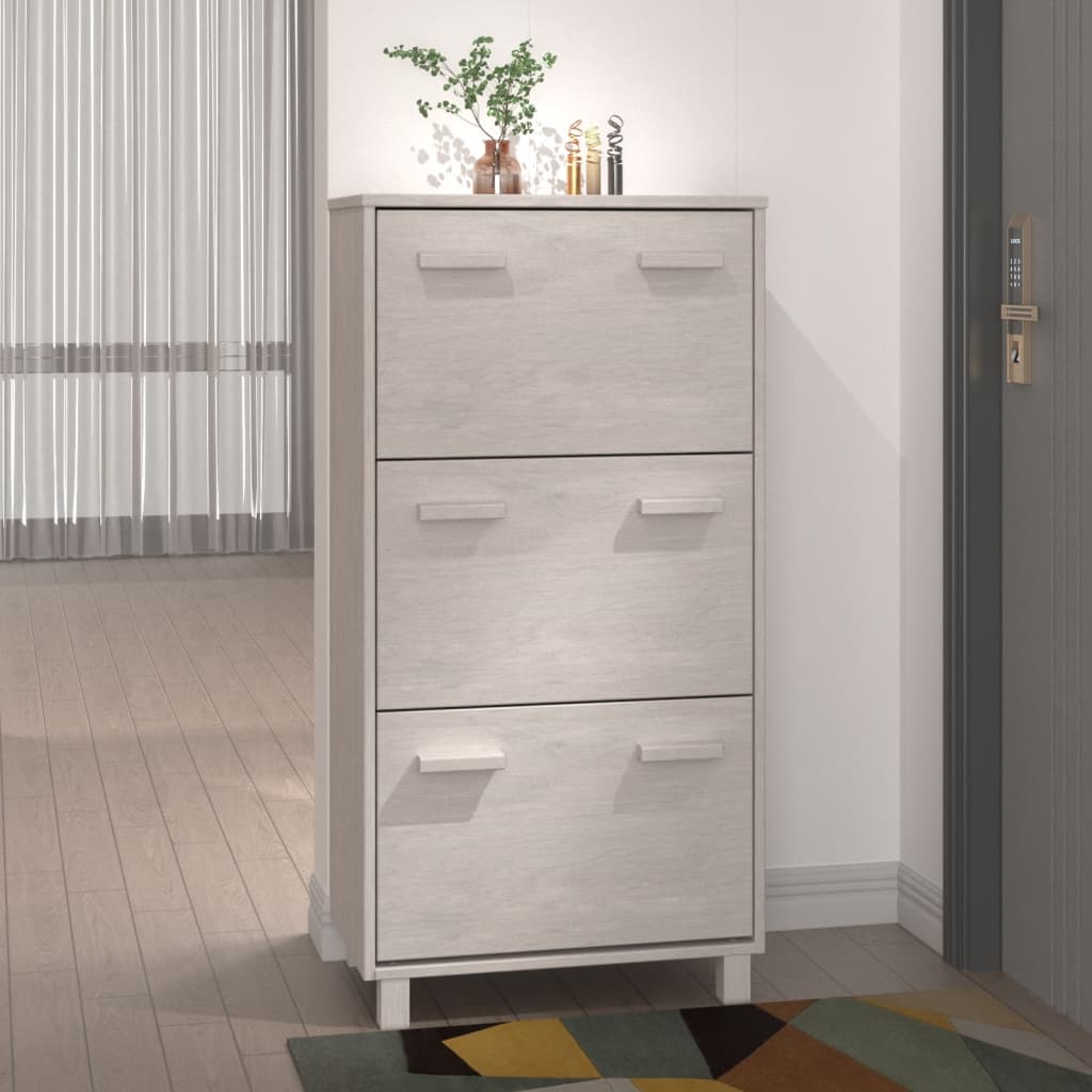 Vidaxl schoenenkast hamar 59,5x35x117 cm massief grenenhout wit