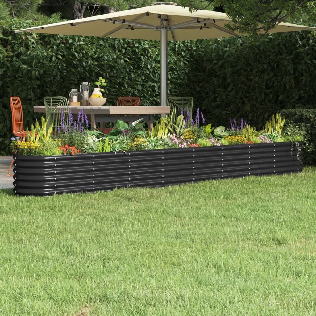 Vidaxl plantenbak 332x40x36 cm gegalvaniseerd staal antracietkleurig