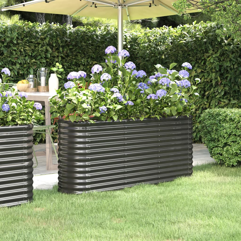 Vidaxl plantenbak 152x40x68 cm gegalvaniseerd staal antracietkleurig