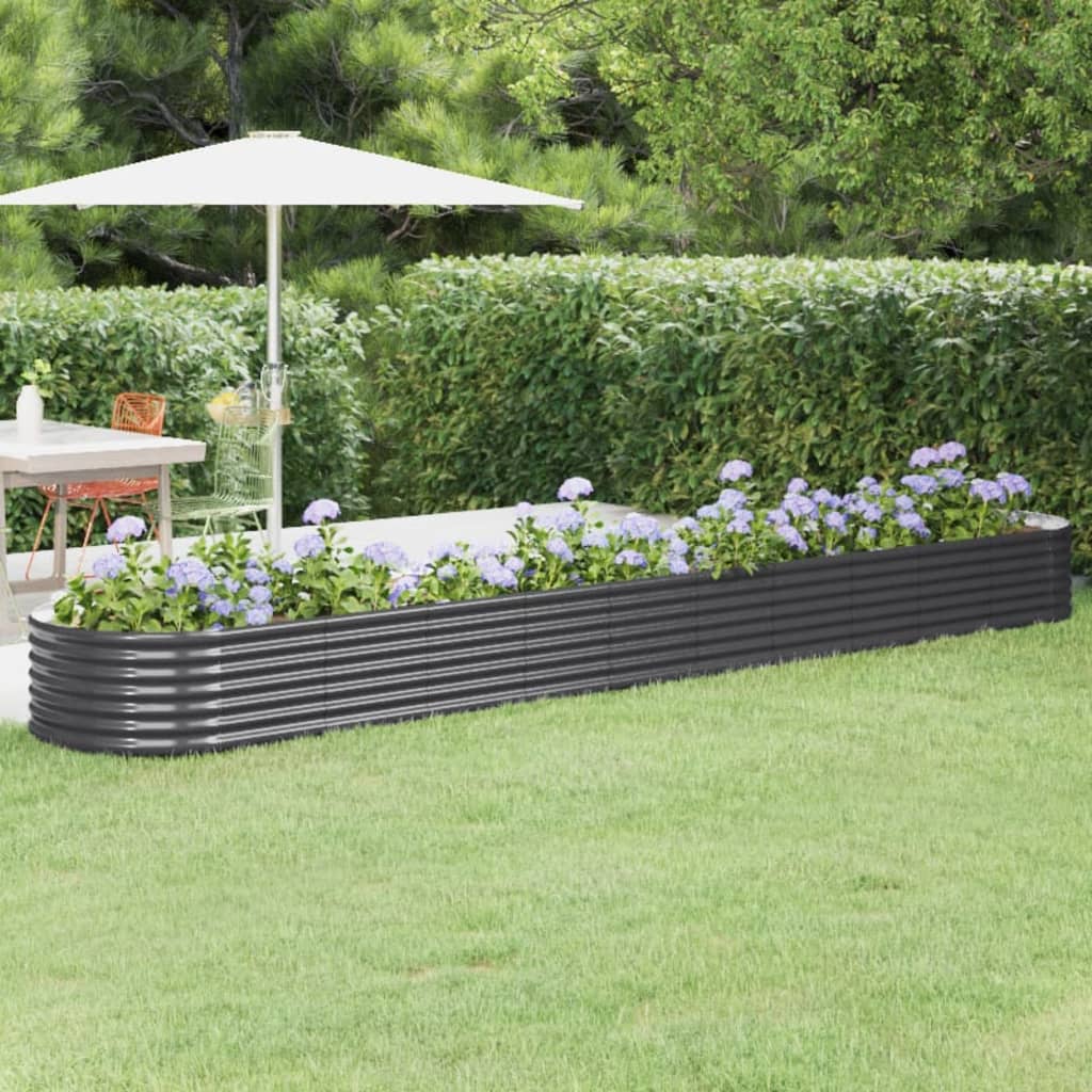 Vidaxl plantenbak 440x80x36 cm gegalvaniseerd staal antracietkleurig