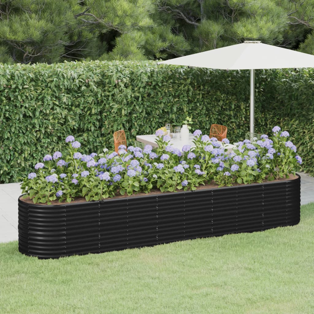 Vidaxl plantenbak 368x80x68 cm gegalvaniseerd staal antracietkleurig