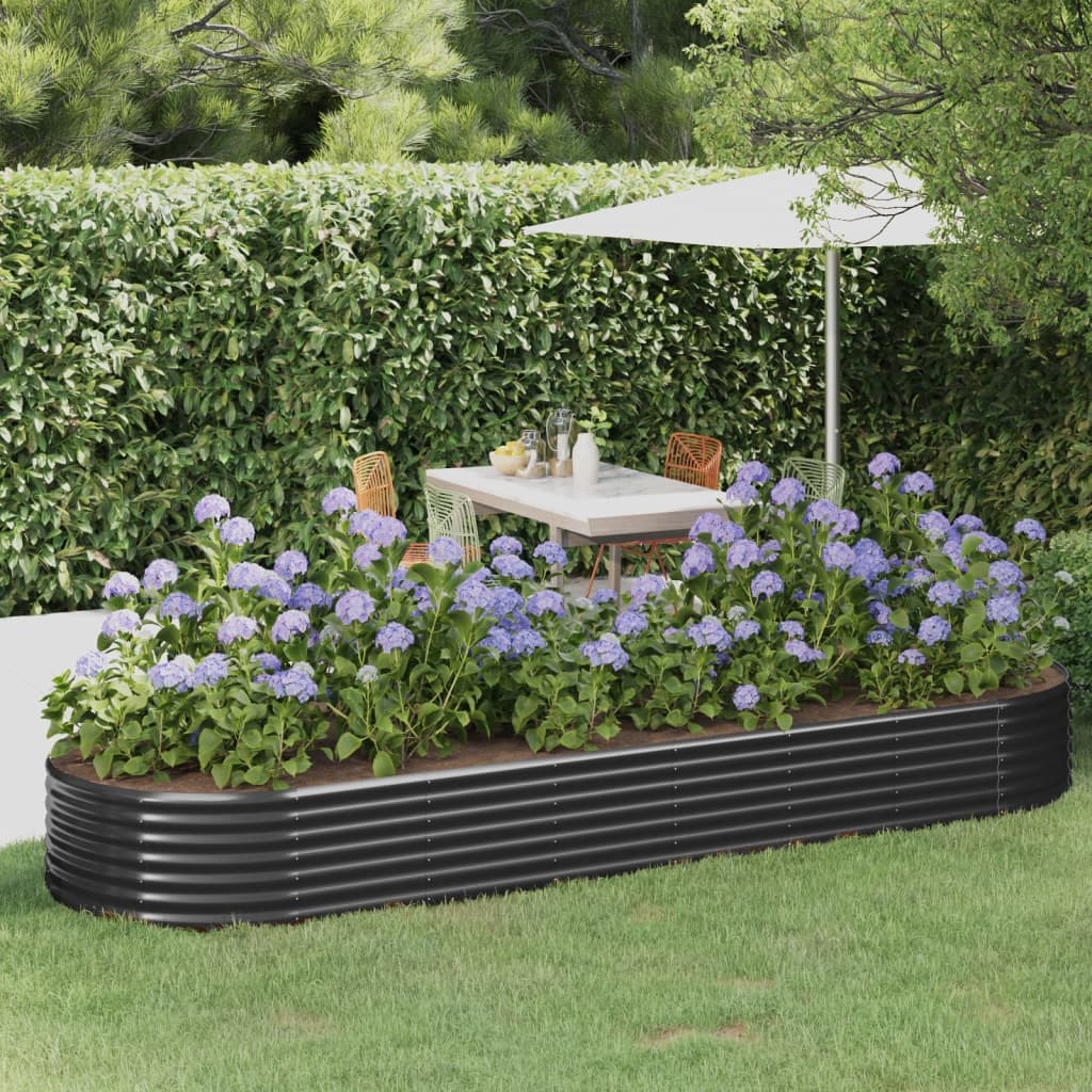 Vidaxl plantenbak 322x100x36 cm gegalvaniseerd staal antracietkleurig