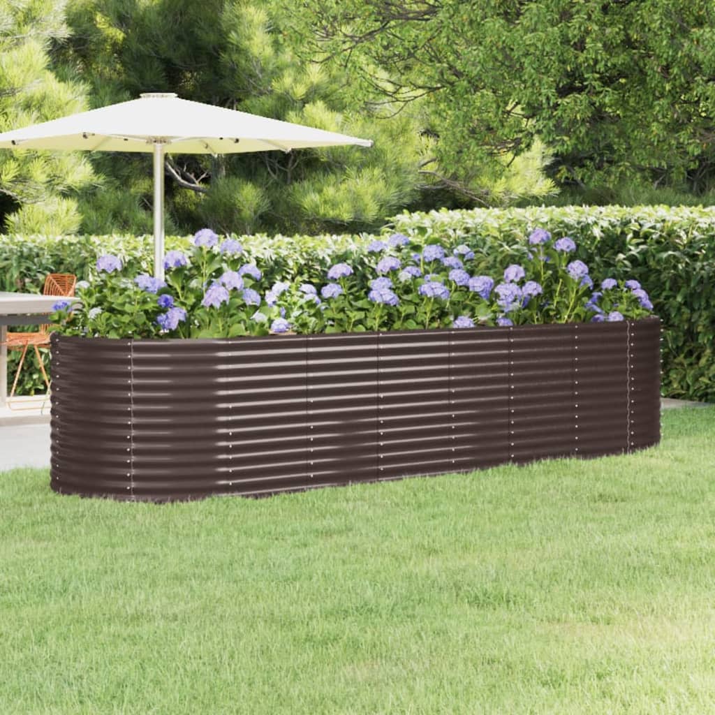 Vidaxl plantenbak 322x100x68 cm gegalvaniseerd staal bruin