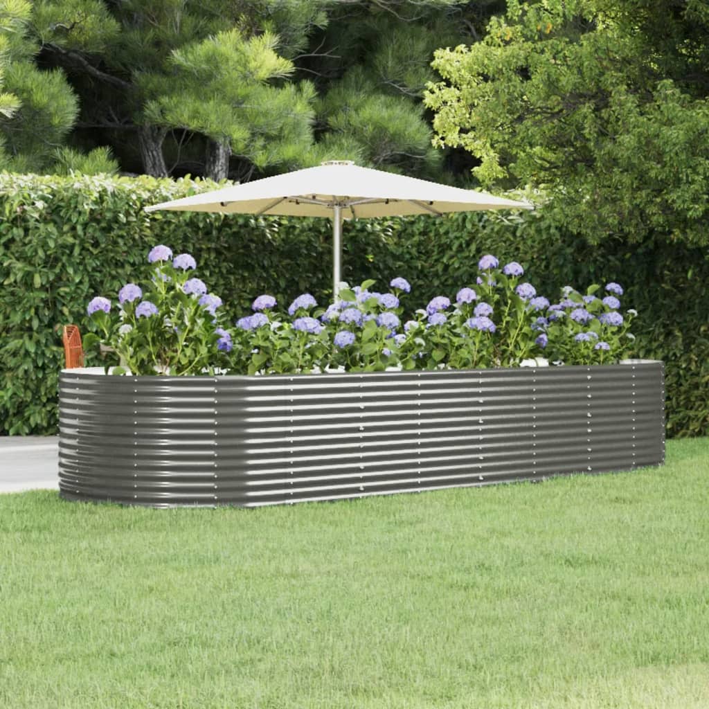 Vidaxl plantenbak 367x140x68 cm gegalvaniseerd staal grijs