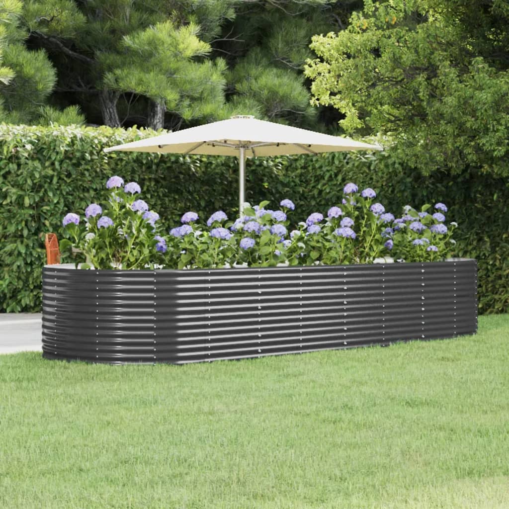 VidaXL Plantenbak 367x140x68 cm gepoedercoat staal antracietkleurig