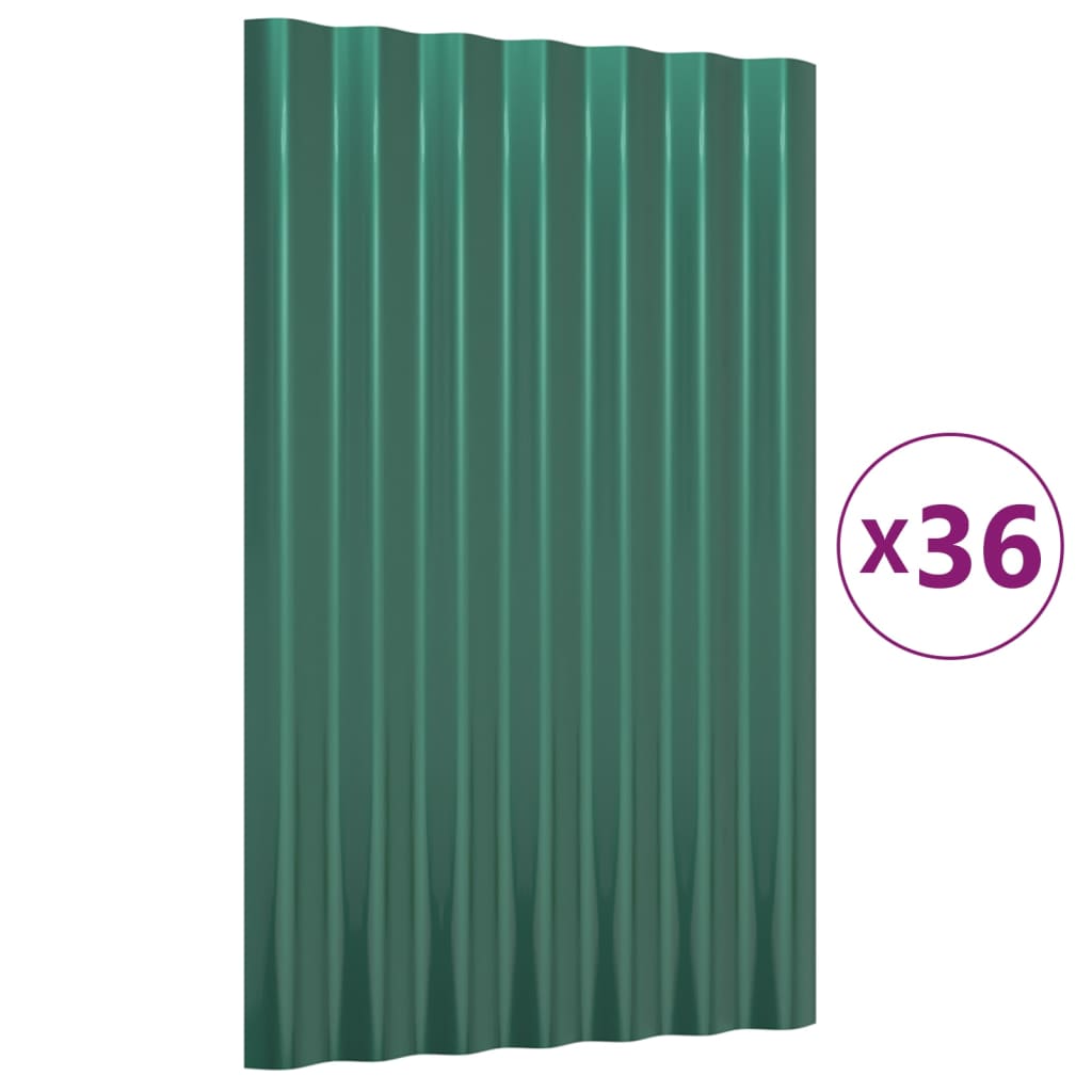 Vidaxl dakpanelen 36 st 60x36 cm gegalvaniseerd staal groen
