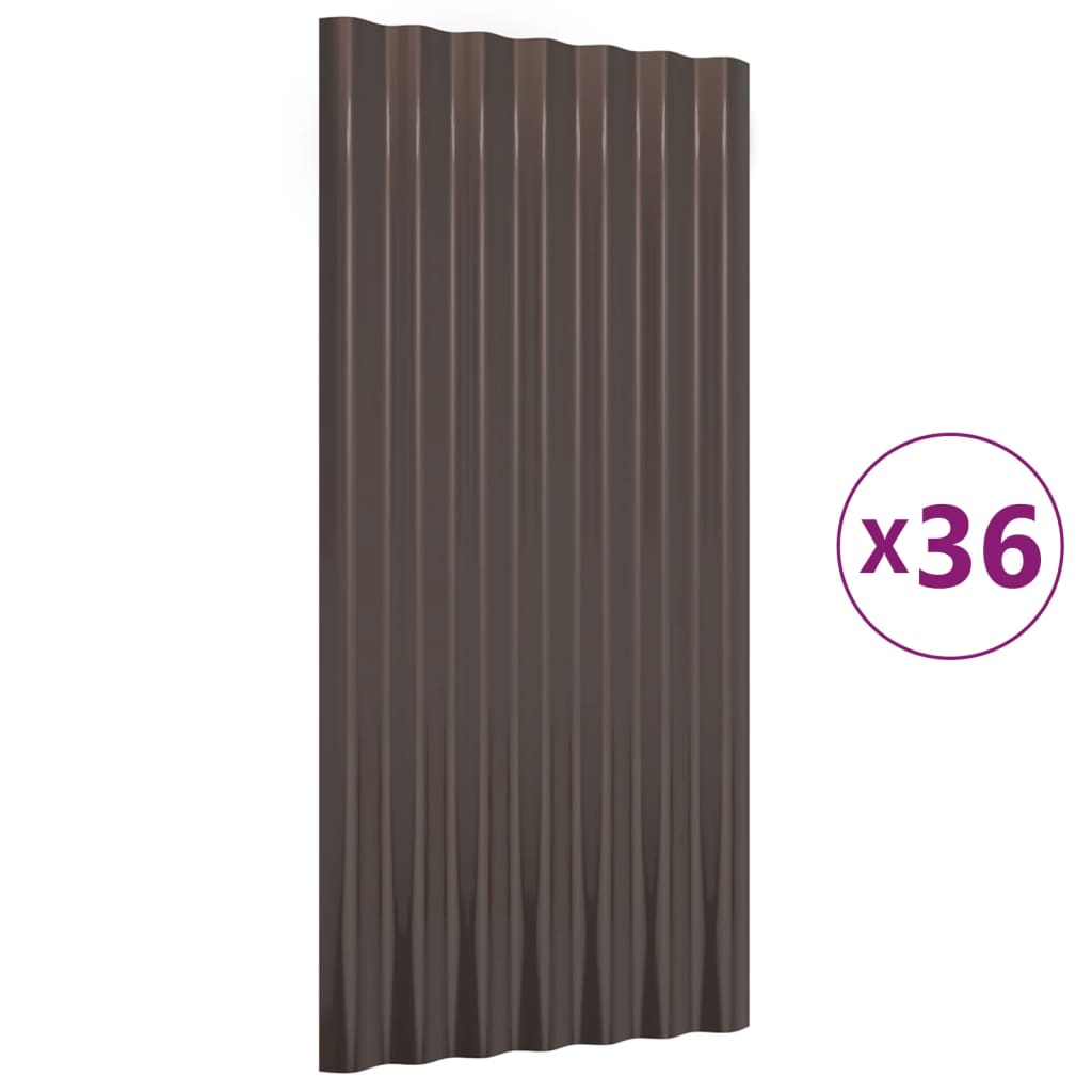 Vidaxl dakpanelen 36 st 80x36 cm gegalvaniseerd staal bruin