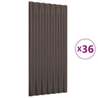 Vidaxl dakpanelen 36 st 80x36 cm gegalvaniseerd staal bruin