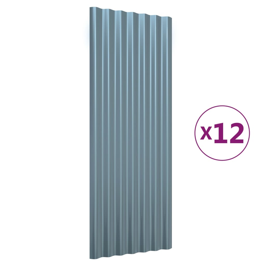 Vidaxl dakpanelen 12 st 100x36 cm gegalvaniseerd staal grijs