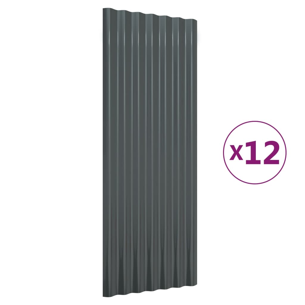 Vidaxl dakpanelen 12 st 100x36 cm gegalvaniseerd staal antracietkleurig