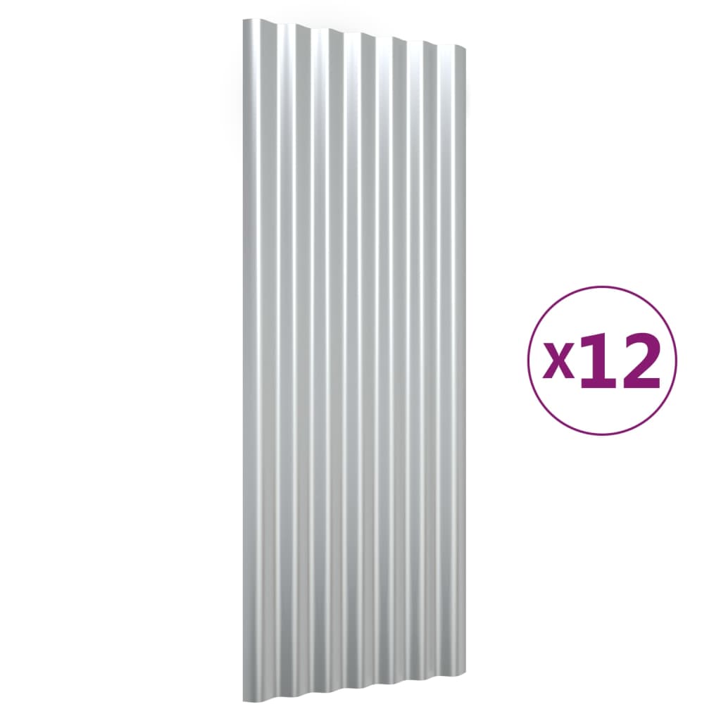 Vidaxl dakpanelen 12 st 100x36 cm gepoedercoat staal zilverkleurig