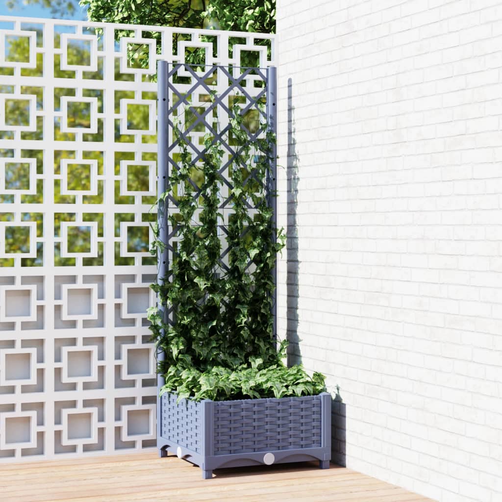 Vidaxl plantenbak met trellis blauwgrijs 40x40x121,5 cm pp