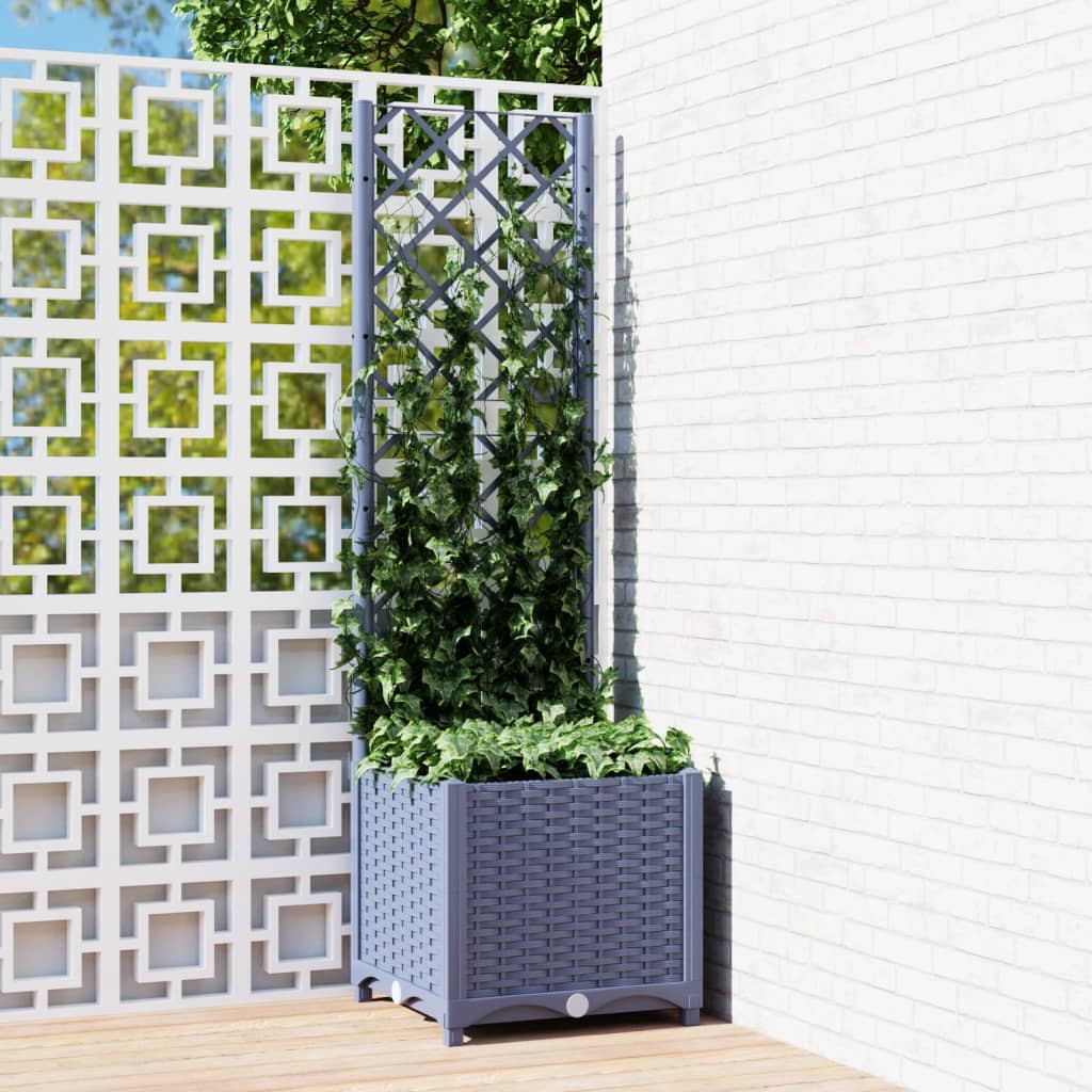 Vidaxl plantenbak met trellis blauwgrijs 40x40x136 cm pp