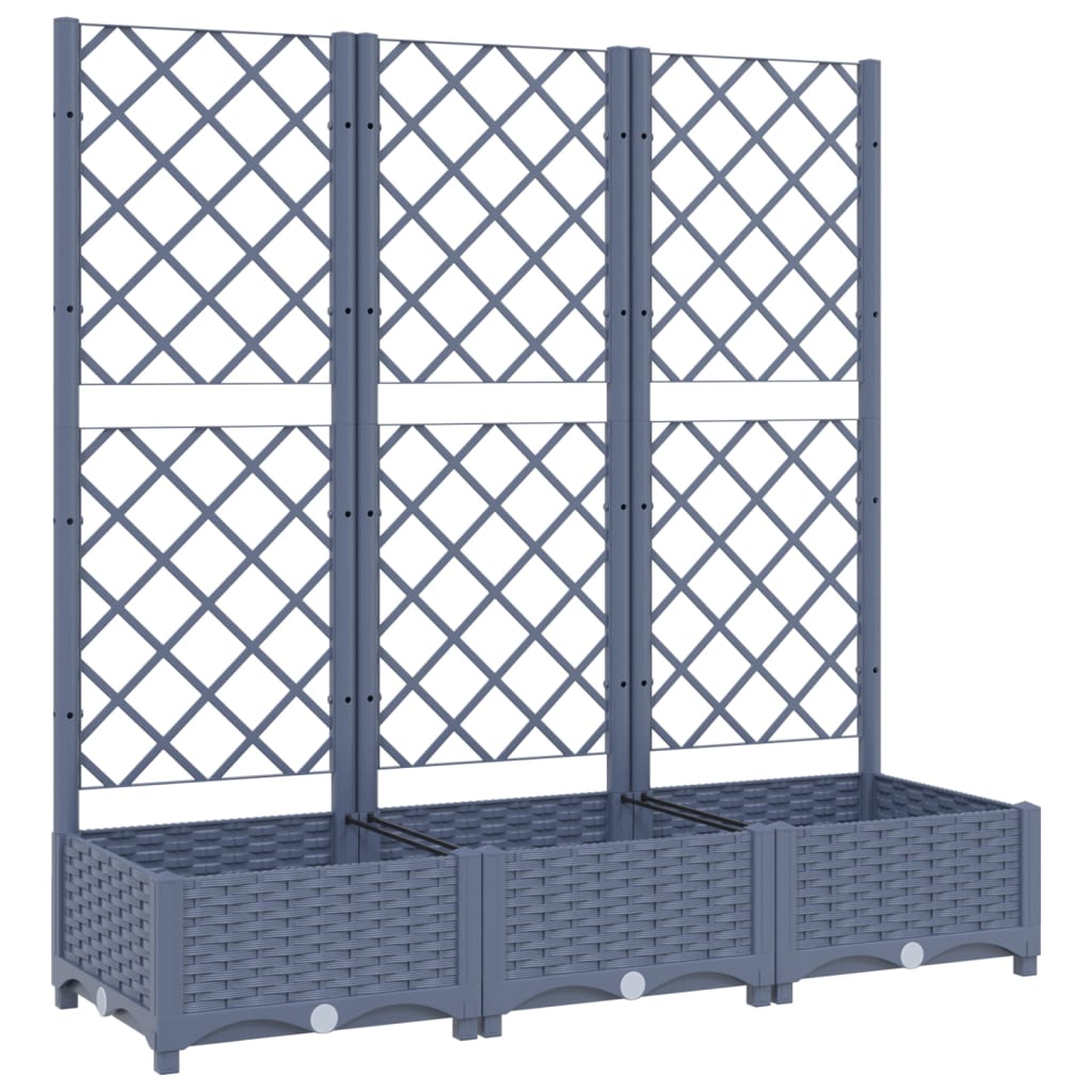 Vidaxl plantenbak met latwerk 120x40x121,5 cm polypropeen blauwgrijs