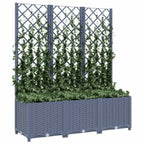 Vidaxl plantenbak met latwerk 120x40x136 cm polypropeen blauwgrijs