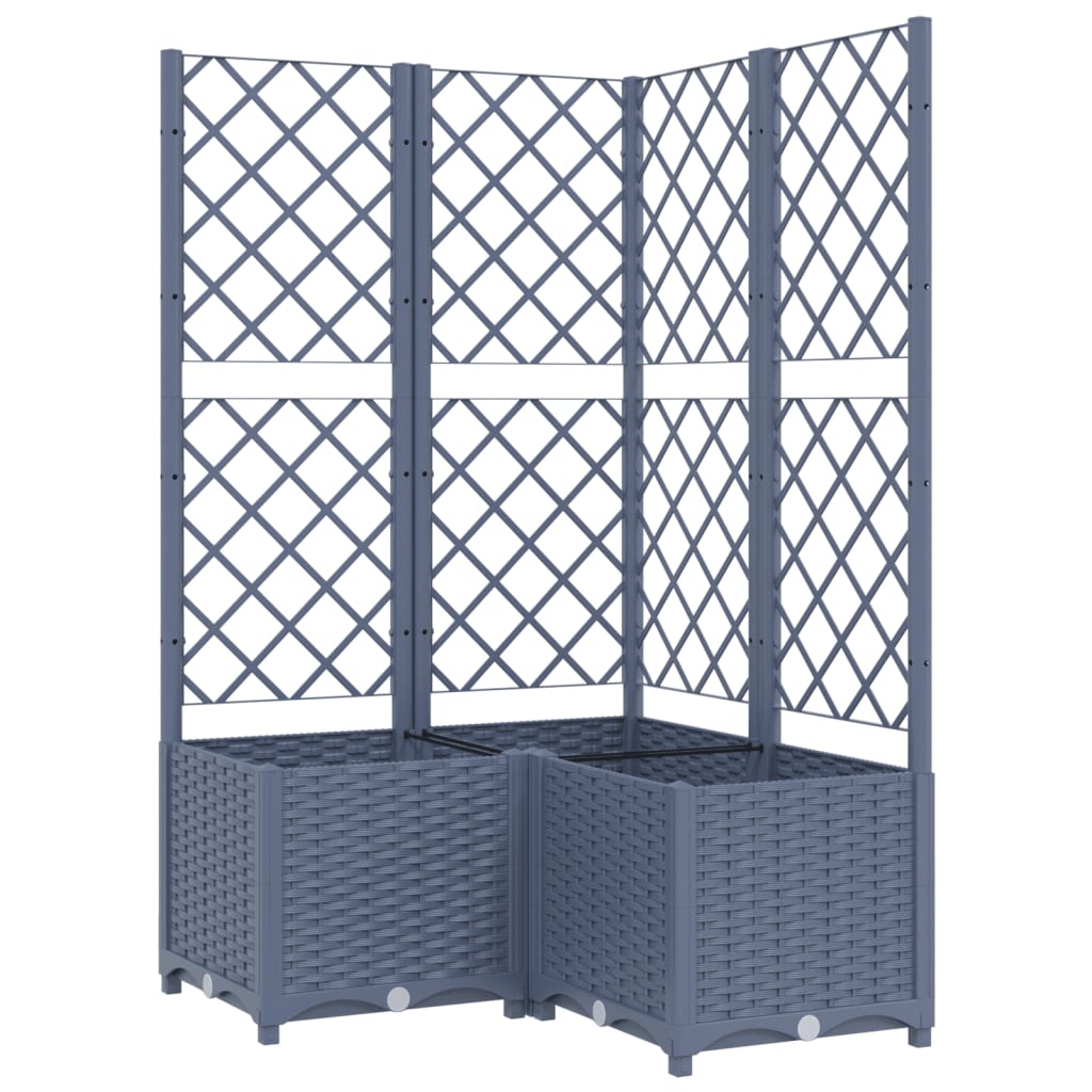 Vidaxl plantenbak met latwerk 80x80x136 cm polypropeen blauwgrijs