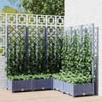 Vidaxl plantenbak met latwerk 120x120x121,5 cm polypropeen blauwgrijs