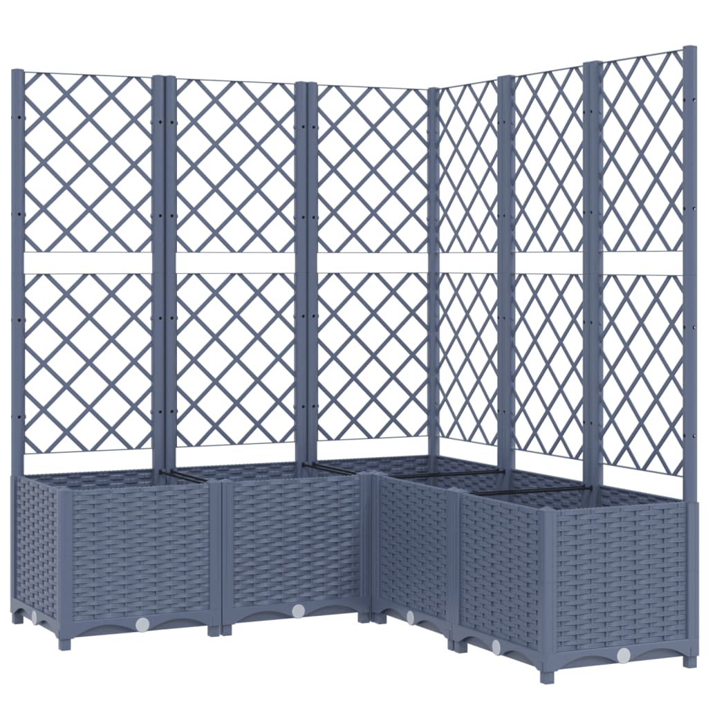 Vidaxl plantenbak met latwerk 120x120x136 cm polypropeen blauwgrijs