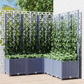 Vidaxl plantenbak met latwerk 120x120x136 cm polypropeen blauwgrijs