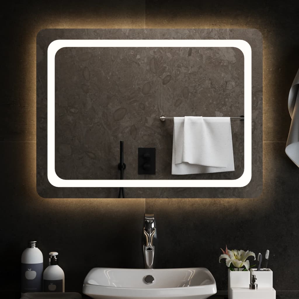 Vidaxl badkamerspiegel led 80x60 cm