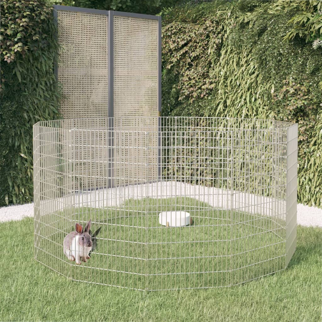 Vidaxl vrije uitloopverblijf voor dieren 12 panelen 54x100 cm gegalvaniseerd ijzer