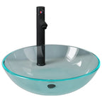 Vidaxl wastafel met kraan en pop-up afvoer gehard glas transparant