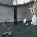 Vidaxl wastafel met kraan en pop-up afvoer gehard glas transparant