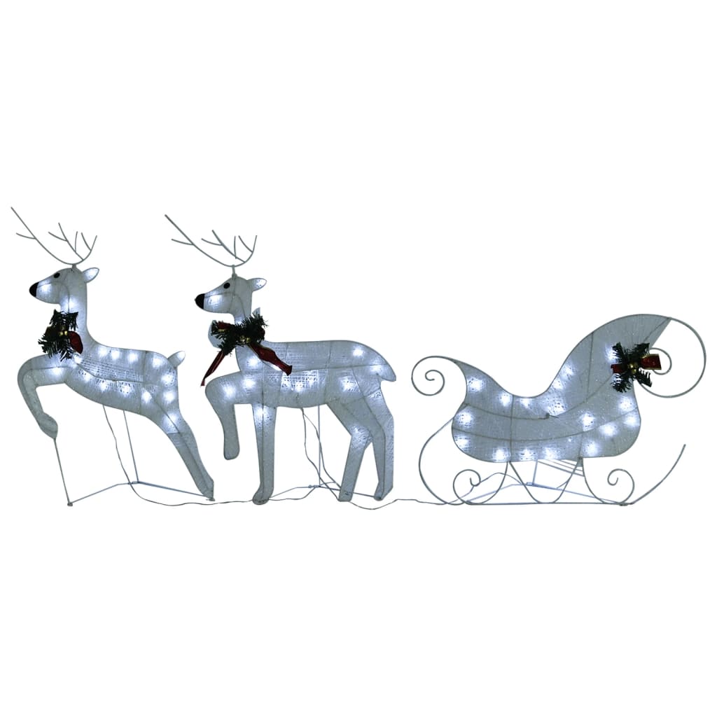 VidaXL Kerstdecoratie rendieren en slee 60 LED's wit