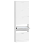 Vidaxl schoenenkast 59x17x169 cm bewerkt hout hoogglans wit