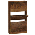 Vidaxl schoenenkast 59x17x108 cm bewerkt hout gerookt eikenkleurig