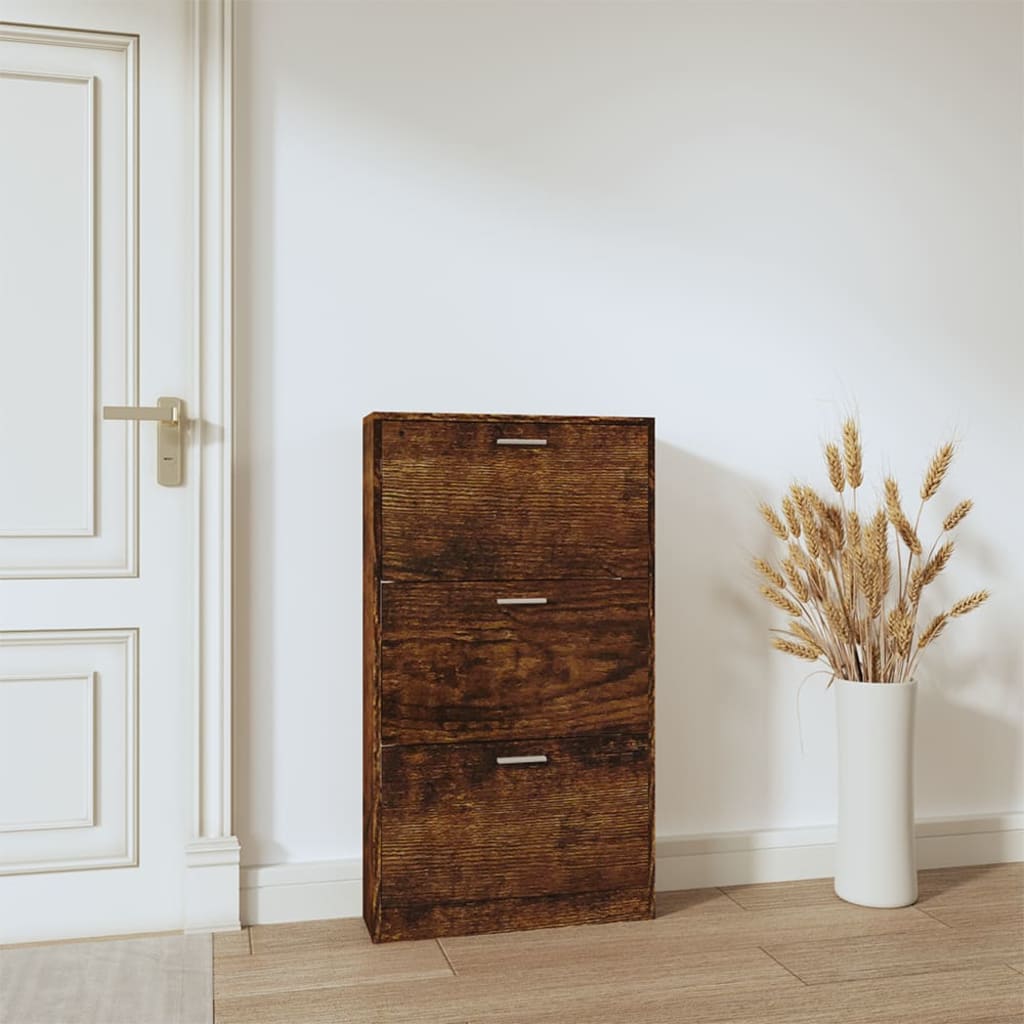 Vidaxl schoenenkast 59x17x108 cm bewerkt hout gerookt eikenkleurig