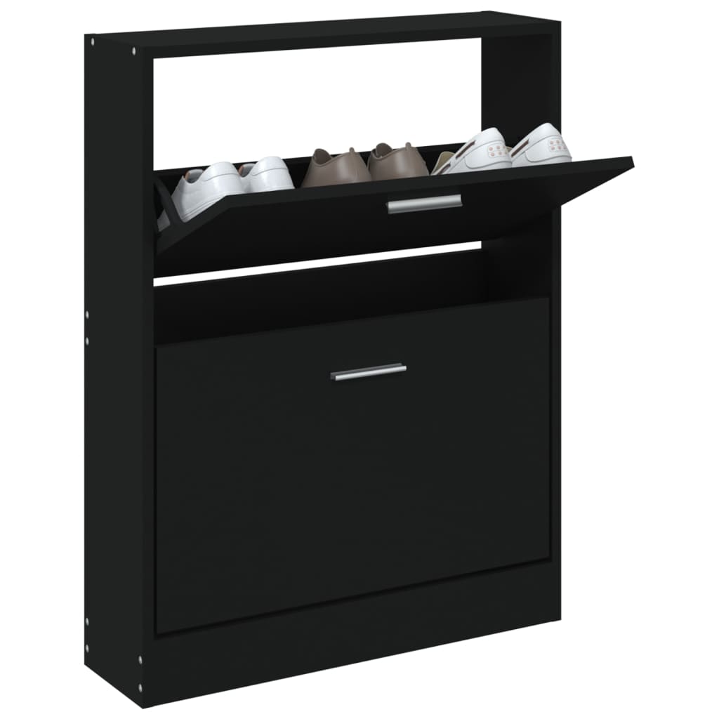 Vidaxl schoenenkast 59x17x81 cm bewerkt hout zwart