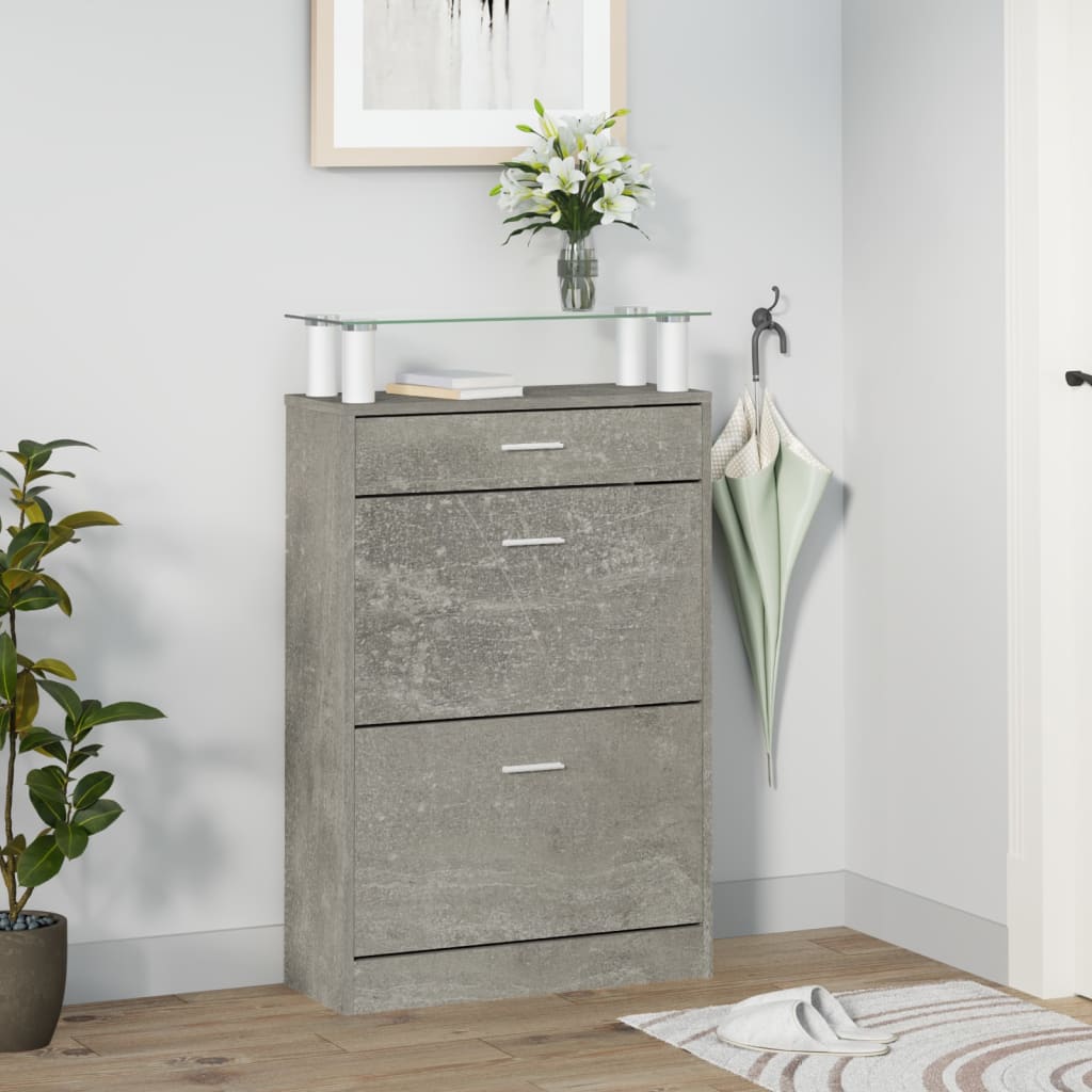 Vidaxl schoenenkast 63x24x104 cm bewerkt hout betongrijs