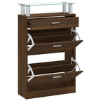 Vidaxl schoenenkast 63x24x104 cm bewerkt hout bruin eikenkleur