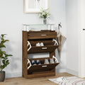 Vidaxl schoenenkast 63x24x104 cm bewerkt hout bruin eikenkleur
