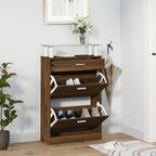 Vidaxl schoenenkast 63x24x104 cm bewerkt hout bruin eikenkleur