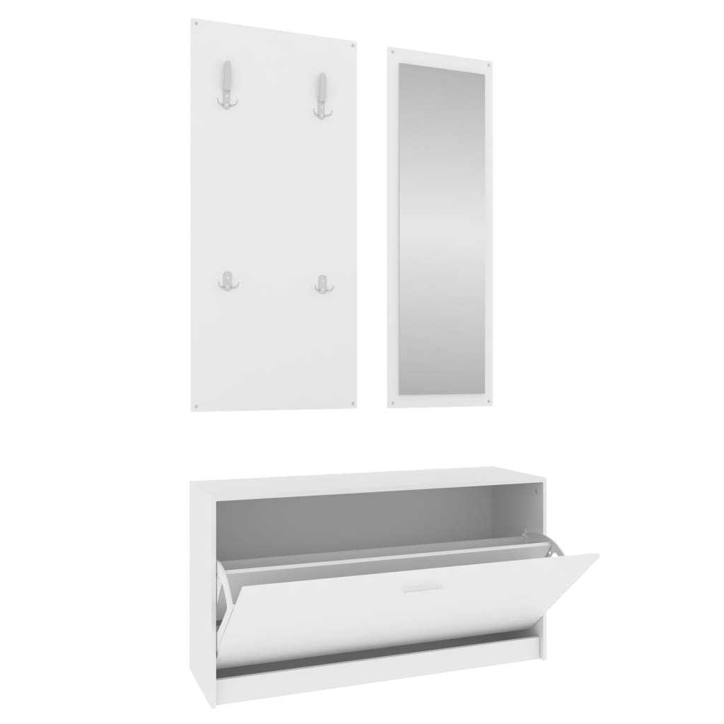 Vidaxl schoenenkastset 3-in-1 bewerkt hout wit