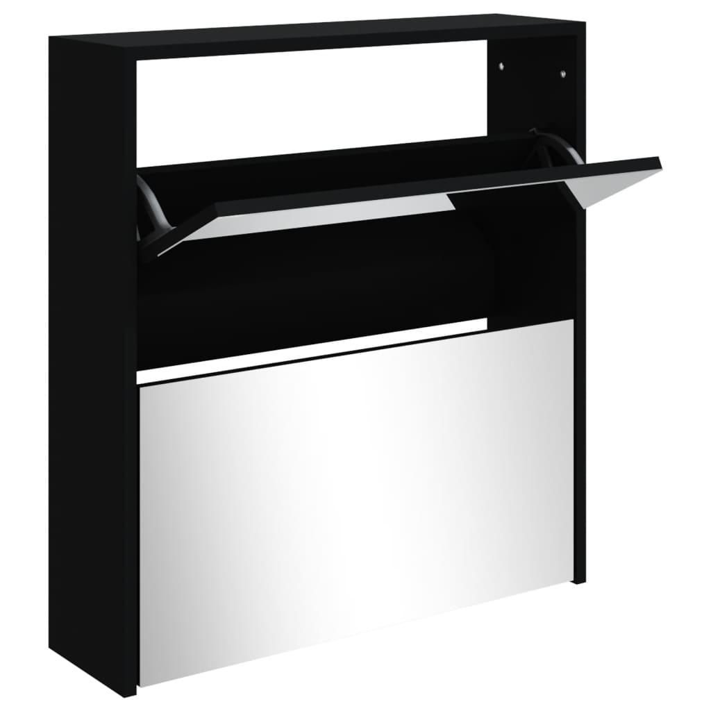 Vidaxl schoenenkast met spiegel 2-laags 63x17x67 cm zwart