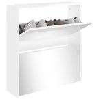 Vidaxl schoenenkast met spiegel 2-laags 63x17x67 cm hoogglans wit