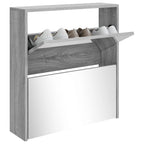 Vidaxl schoenenkast met spiegel 2-laags 63x17x67 cm grijs sonoma