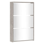 Vidaxl schoenenkast met spiegel 3-laags 63x17x102,5 cm betongrijs