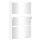 Vidaxl schoenenkast met spiegel 3-laags hoogglans wit 63x17x102,5 cm