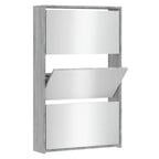 Vidaxl schoenenkast met spiegel 3-laags 63x17x102,5 cm grijs sonoma