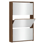 VidaXL Schoenenkast met spiegel 3-laags 63x17x102,5 cm bruineiken